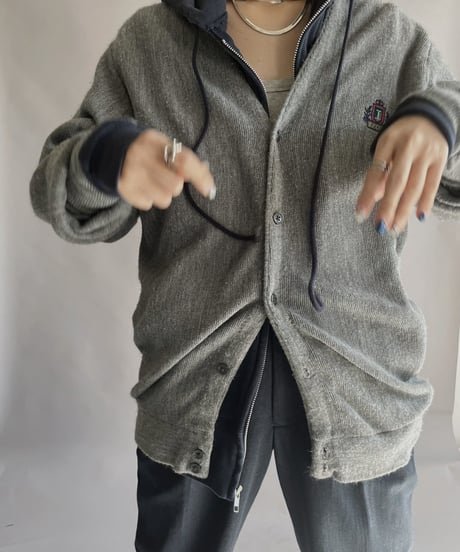【USED】 IZOD Acrylic Knit Cardigan Gray / 230204-021