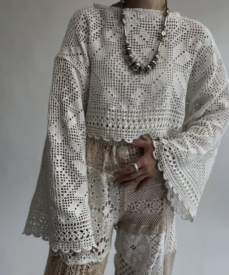 【RE;CIRCLE】 RE Crochet Lace Top / 220728-022