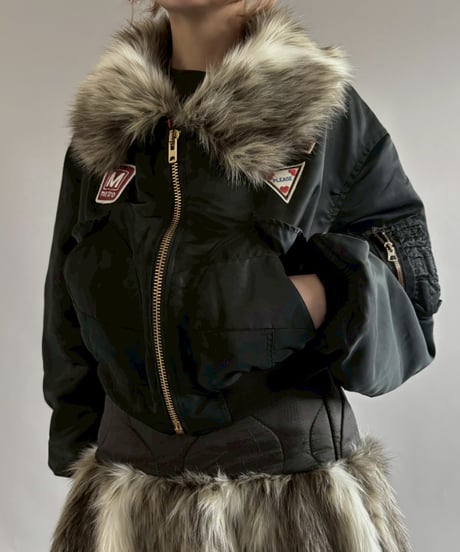 【RE;CIRCLE】  RE MA-1 Patched Fur Collar Short Jacket Black/ 251120-004