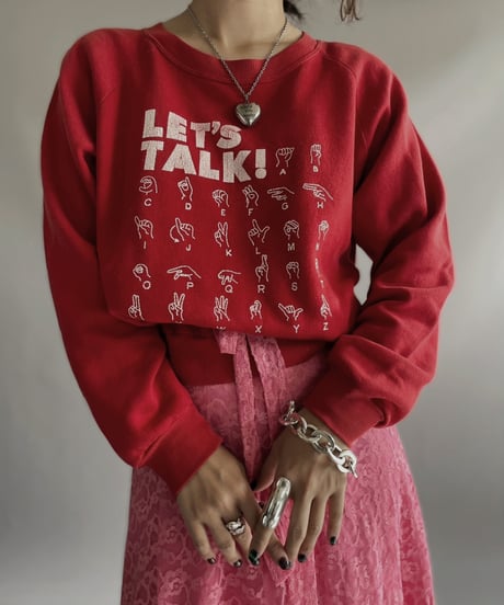 【USED】 Made in USA JERZEES Sign Language Sweat  / 231202-003