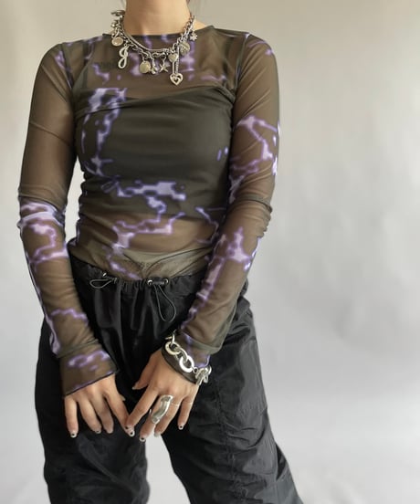 【USED】 SERAPIS Patterned Sheer Top /240914-036