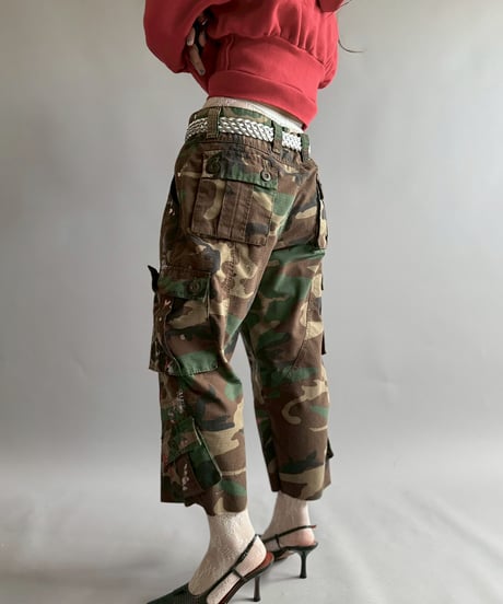 【USED】 Military Camouflage Cut Off Paint Pants / 251002-003