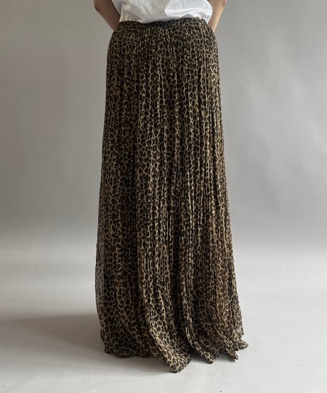 【USED】 Leopard PatternedPleats Long Skirt/ 240907-009