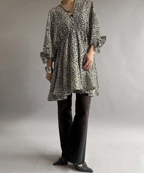 【USED】Leopard Patterned Sheer Top /240907-020