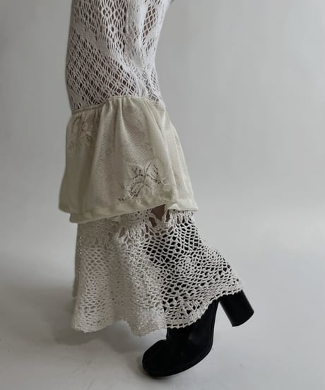 【RE;CIRCLE】 RE Crochet Lace Tiered Pants / 220427-045