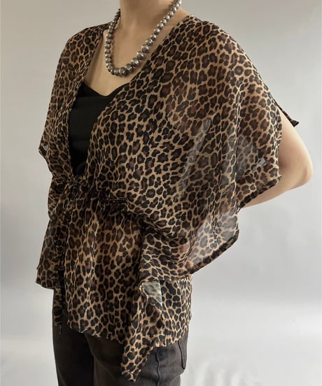 【USED】Leopard Patterned Sheer Top /240907-023