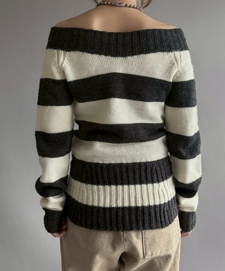 【USED】 Border Pattern Knit Top / 251129-008