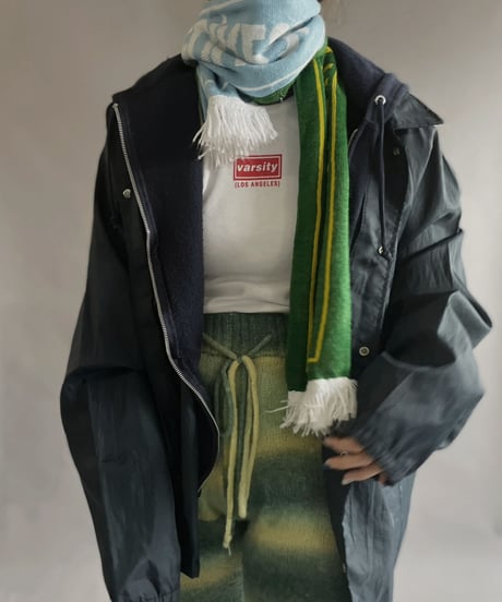 【USED】 Double Face Knit Soccer Muffler Light Blue × Green / 230206-007
