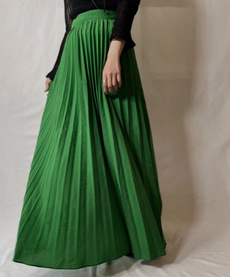 【USED】 Poly Long Pleats Skirt①/20210819-005