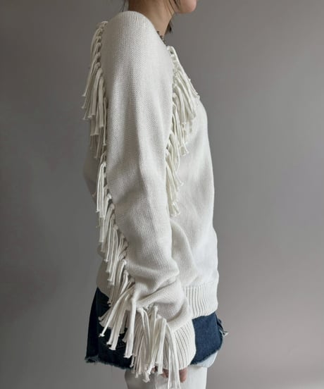 【USED】 Laure Ralph Lauren Fringe Cotton Knit / 260207-013
