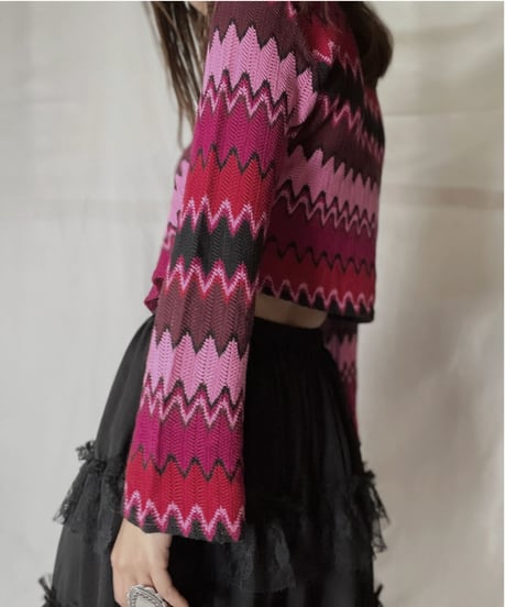 【USED】  Crochet Knit L/S Top⑥/211014-045