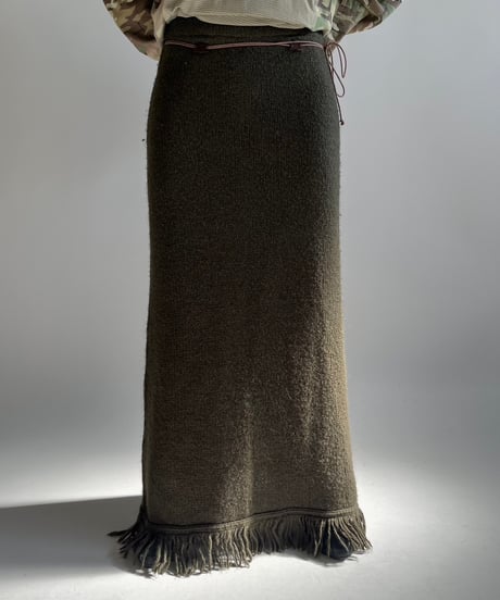 【USED】 Fringe Knit Long Skirt /250111-010