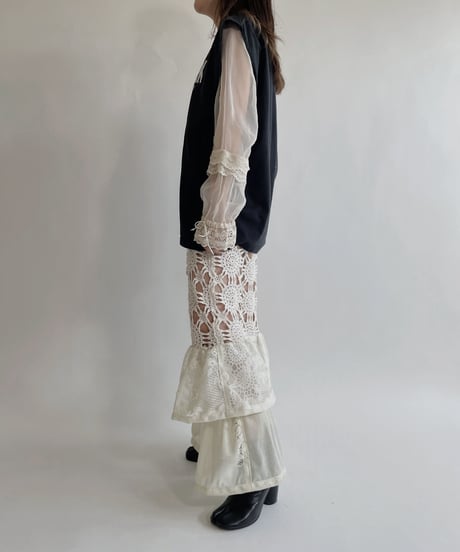 【RE;CIRCLE】 RE Crochet Lace Tiered Pants / 220427-044