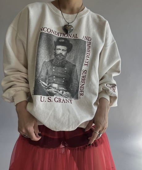 【USED】 Made in USA  JERSEES 90's U.S. GRANT Sweat Top /241019-012