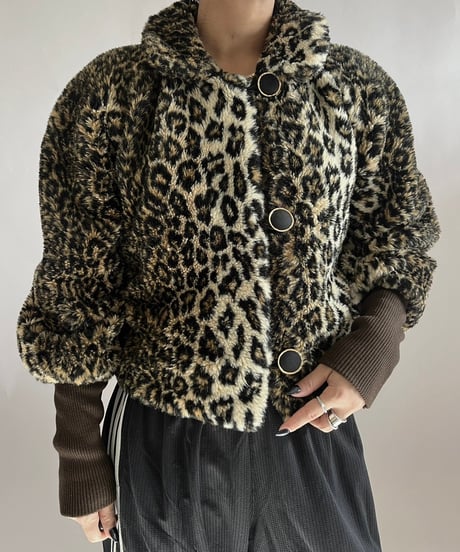 【USED】 Made in ITALY Leopard Patterned Fake Fur Jacket /241221-013