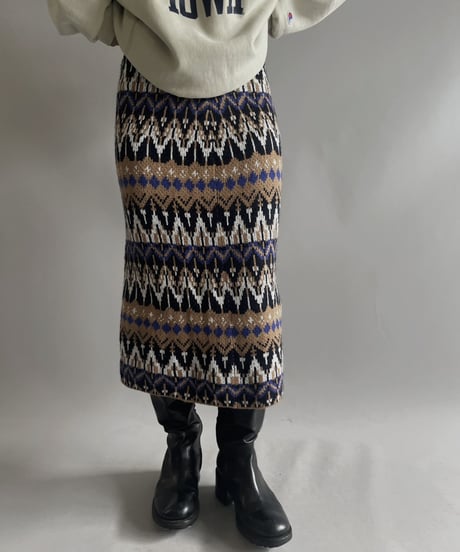 【USED】 Patterned Knit Skirt / 231028-010