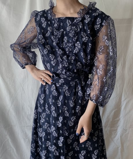 【USED】  Plant Patterned Lace EURO Dress/210407-021