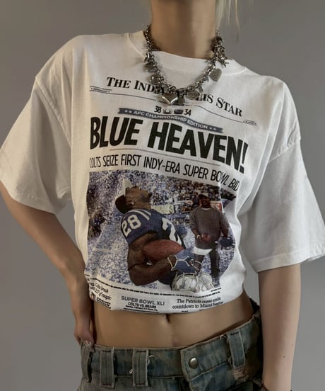 【USED】 07's GILDAN American Football Newspaper T-Shirt / 260607-015