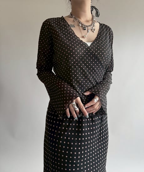 【USED】 Dot Pattern Sheer Top  /250412-006