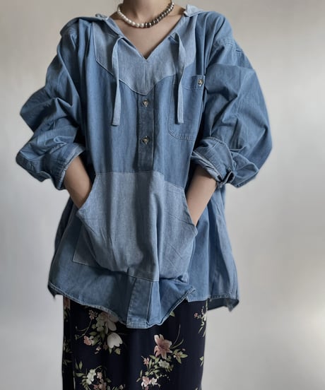 【RE;CIRCLE】 RE Denim Shirt Mexican Hoodie / 220423-024