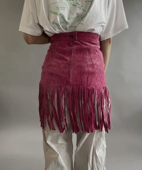 【USED 】Suede Fringe Mini Skirt/ 240505-022