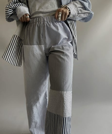 【RE;CIRCLE】 RE Patchwork Strip Pants / 230824-002