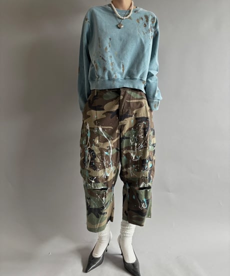 【USED】 Military Camouflage Cut Off Paint Pants /250925-010