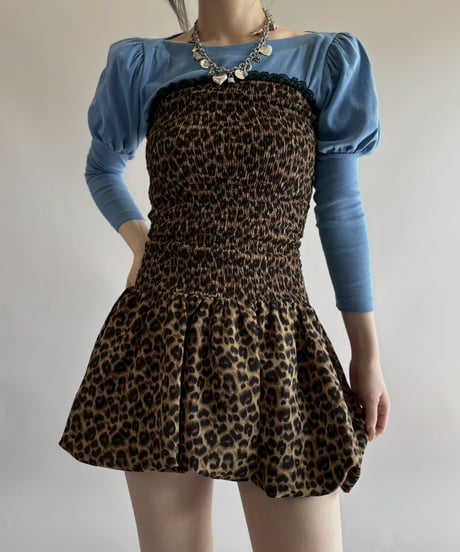 【USED】 Leopard Pattern Balloon Camisole One-Piece/ 260314-003