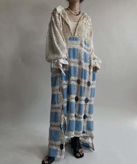 【RE;CIRCLE】 RE Crochet Lace Open Collar One-piece / 220427-034