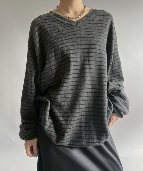 【USED】 Cotton Cashmere Border Knit / 251122-014