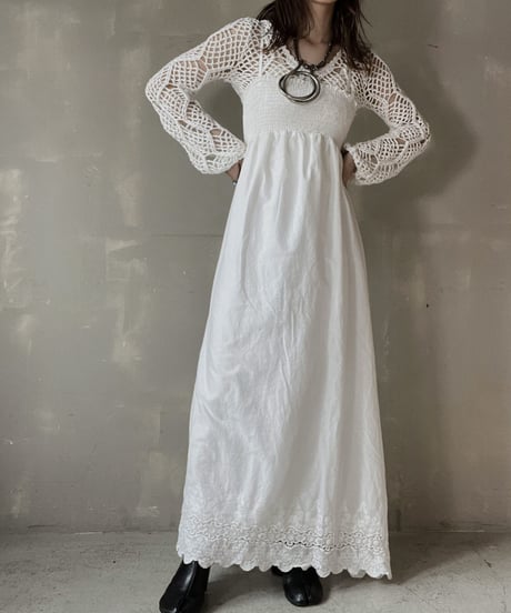 【USED】  White Cotton Camisole One-piece/220220-031