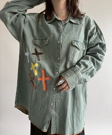 【USED】 END IS NEAR MOTOROIL Denim Shirt /250329-011