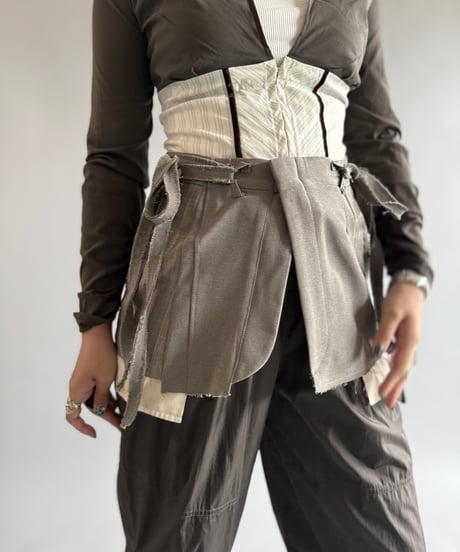 スカート chinatsu aoyama RE Mellow Pannier Skirt Light ink maid classic jumper pleated skirt and blouse – remulia