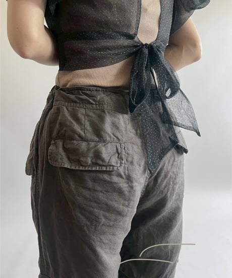 【USED】100% Linen Cargo Pants  / 250517-003