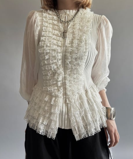 【USED】 Sheer frill knit top / 250913-008
