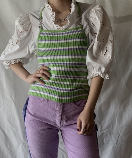 【USED】  Multi Border Rib Knit Camisole /210317-001