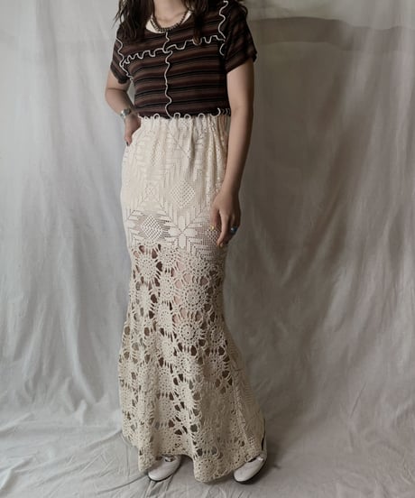 【RE;CIRCLE】 RE Crochet Long Skirt②/210512-017