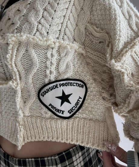 【RE;CIRCLE】 RE Aran Knit Wappen Patchwork Pullover Top / 251218-006