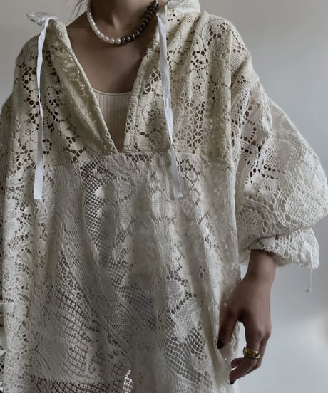 【RE;CIRCLE】 RE Crochet Lace Open Collar One-piece / 220427-030