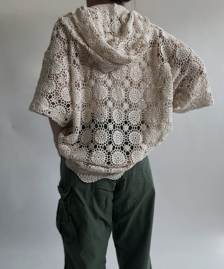 【RE;CIRCLE】 RE Crochet Lace S/S Hoodie / 220427-028