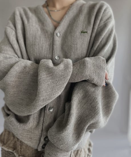 【USED】 IZOD Lacoste Acrylic Cardigan Beige / 230204-002
