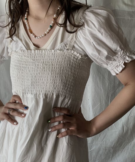 【USED】 White Cotton Camisole Dress②/210421-010
