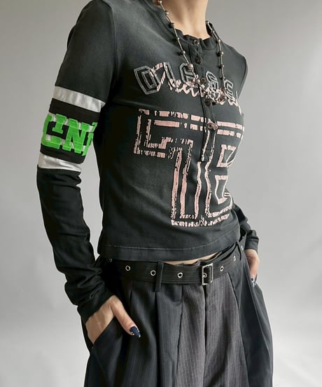 【USED】 DIESEL Henley Neck Design L/S T-Shirt /MS2510-004