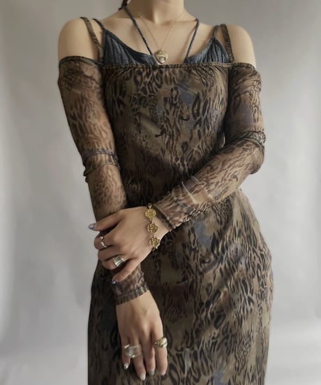 【USED】 Poly Leopard Patterned See-through One-piece / 230401-020