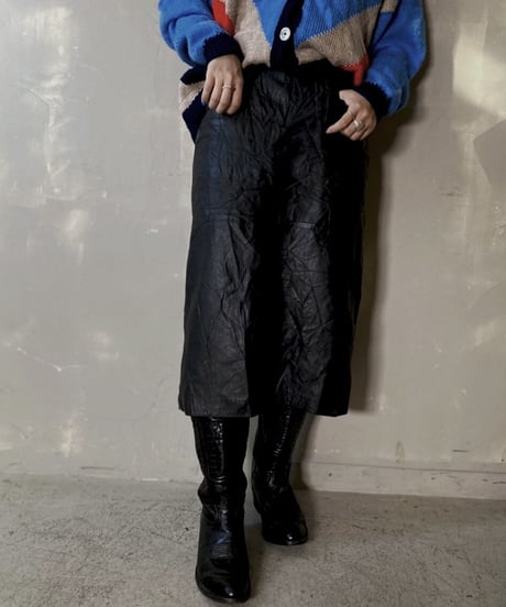 【USED】 Leather Medium Skirt / 201121-004