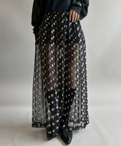 【USED】 Sheer Dot Pattern Pleats Pants /260418-005