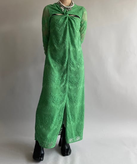 【USED】 GANNI Lace Patterned Long One-Piece /240914-029