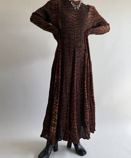 【USED】 Zebra Pattern Sheer Long One-Piece  /250322-032