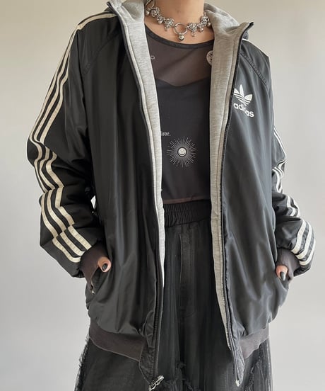 【USED】 adidas Padded Reversible Hooded Nylon Jacket /241228-010