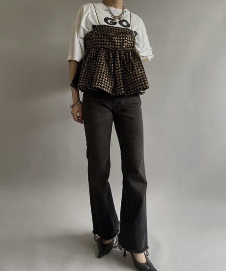 【USED】BRYAN and JOHNNY Houndstooth Patterned Camisole Top/ 240421-010